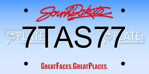 7TAS77 South Dakota License Plate