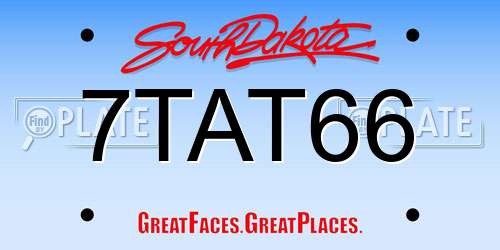 7TAT66 South Dakota License Plate