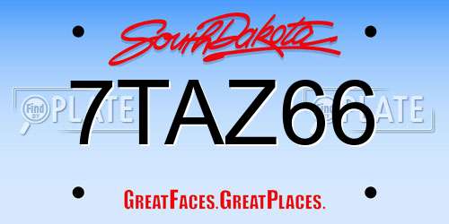 7TAZ66 South Dakota License Plate