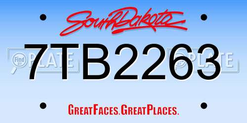 7TB2263 South Dakota License Plate
