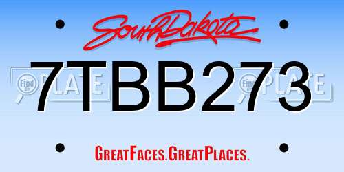 7TBB273 South Dakota License Plate