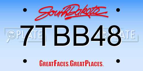 7TBB48 South Dakota License Plate