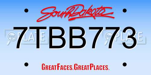 7TBB773 South Dakota License Plate