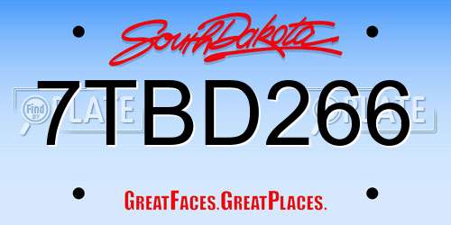 7TBD266 South Dakota License Plate