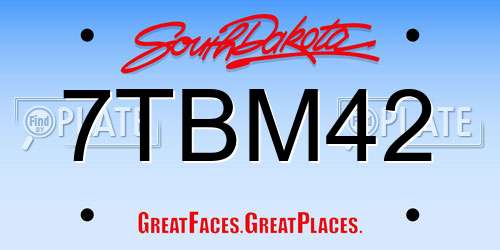 7TBM42 South Dakota License Plate