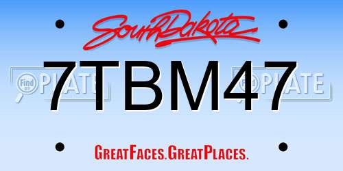 7TBM47 South Dakota License Plate