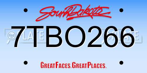 7TBO266 South Dakota License Plate