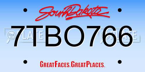7TBO766 South Dakota License Plate