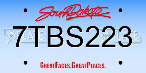 7TBS223 South Dakota License Plate