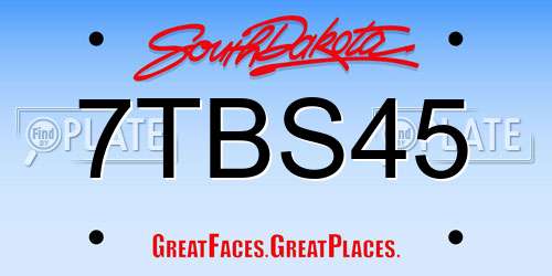 7TBS45 South Dakota License Plate