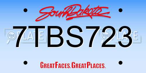 7TBS723 South Dakota License Plate