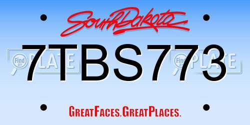 7TBS773 South Dakota License Plate