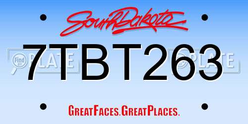 7TBT263 South Dakota License Plate