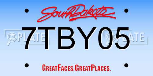 7TBY05 South Dakota License Plate