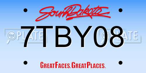 7TBY08 South Dakota License Plate