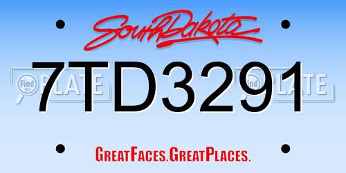 7TD3291 South Dakota License Plate