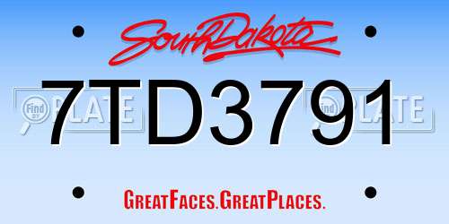 7TD3791 South Dakota License Plate