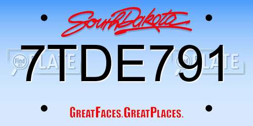 7TDE791 South Dakota License Plate