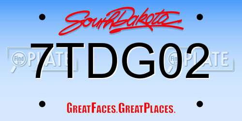 7TDG02 South Dakota License Plate