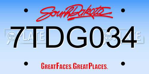 7TDG034 South Dakota License Plate