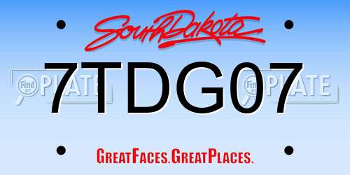 7TDG07 South Dakota License Plate