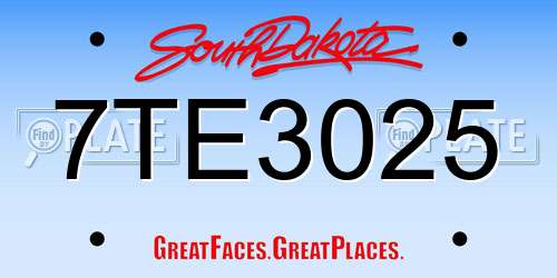 7TE3025 South Dakota License Plate