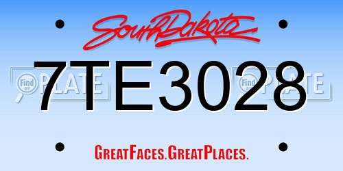 7TE3028 South Dakota License Plate