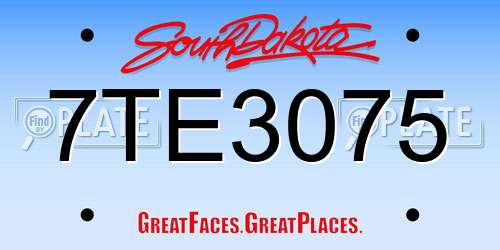 7TE3075 South Dakota License Plate