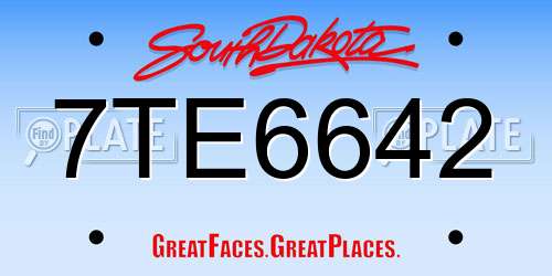 7TE6642 South Dakota License Plate