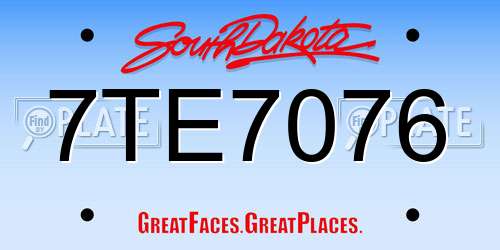 7TE7076 South Dakota License Plate