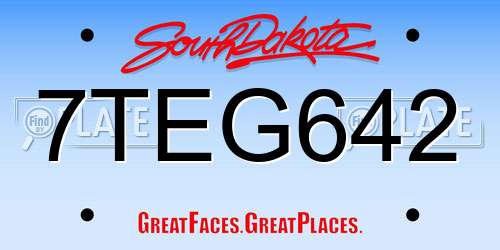 7TEG642 South Dakota License Plate
