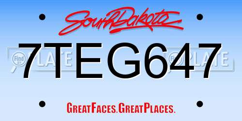 7TEG647 South Dakota License Plate