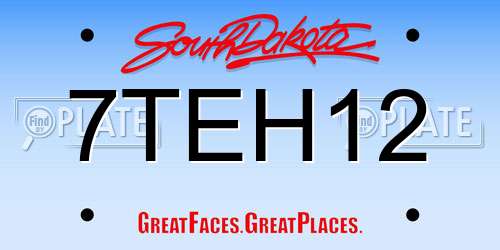 7TEH12 South Dakota License Plate
