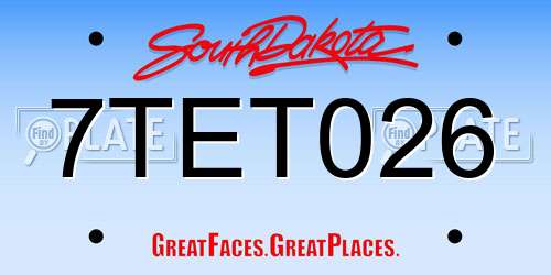 7TET026 South Dakota License Plate