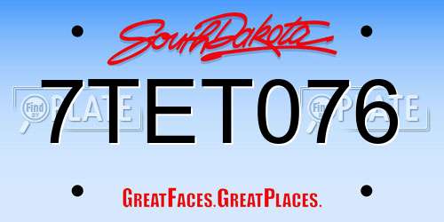 7TET076 South Dakota License Plate
