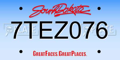 7TEZ076 South Dakota License Plate