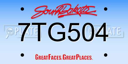 7TG504 South Dakota License Plate