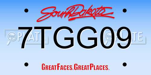 7TGG09 South Dakota License Plate