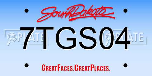 7TGS04 South Dakota License Plate