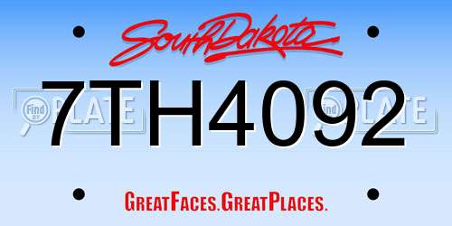 7TH4092 South Dakota License Plate