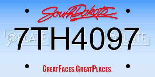 7TH4097 South Dakota License Plate