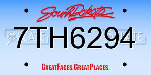 7TH6294 South Dakota License Plate