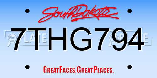 7THG794 South Dakota License Plate