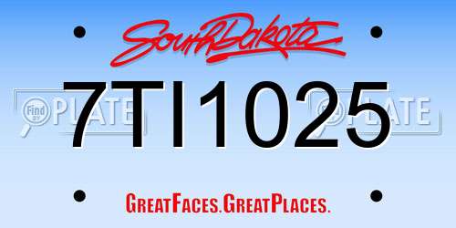 7TI1025 South Dakota License Plate