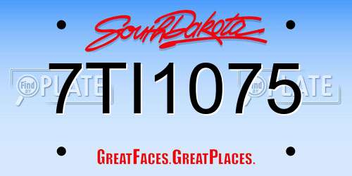 7TI1075 South Dakota License Plate