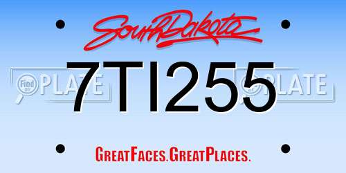 7TI255 South Dakota License Plate