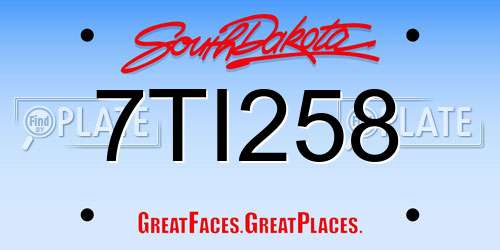 7TI258 South Dakota License Plate