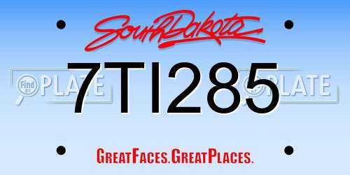 7TI285 South Dakota License Plate
