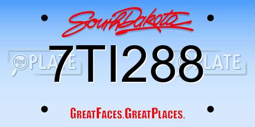 7TI288 South Dakota License Plate