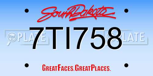 7TI758 South Dakota License Plate